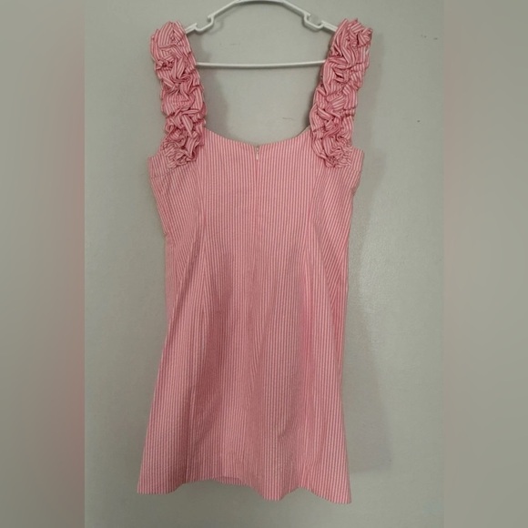 Lilly Pulitzer Devina Lined Mini Dress Pink Cosmo Stripe Seersucker, Size 10 - Picture 3 of 5